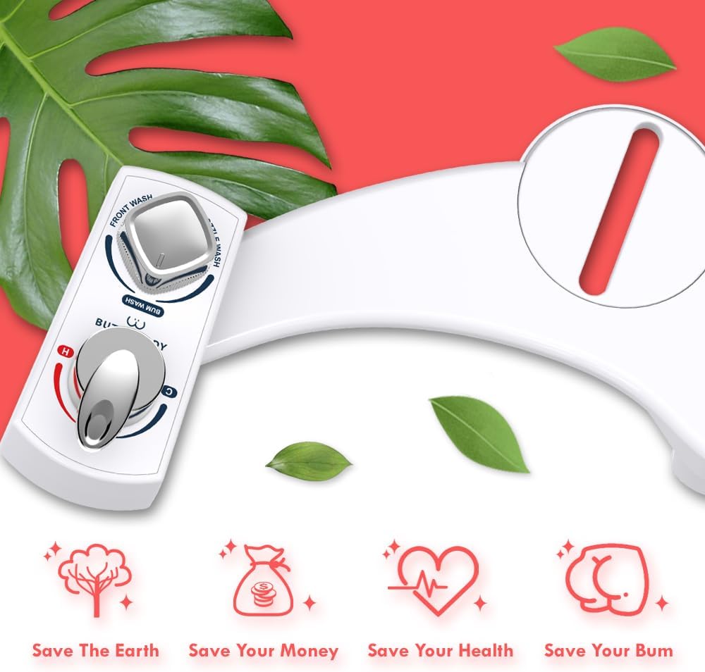BUTT BUDDY Spa - Bidet Toilet Seat Attachment & Fresh Water Sprayer (Cool & Warm Temperature Control | Easy Setup, Universal Fit, Non-Electric | Dual-Nozzle Cleaning, Adjustable Pressure, Female Wash)