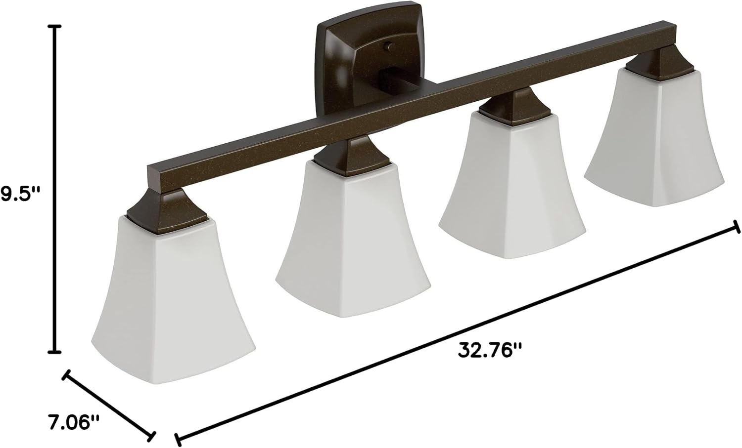 Moen Voss Oil Rubbed Bronze 4-Light Dual-Mount Bath Bathroom Vanity Fixture with Frosted Glass, YB5164ORB