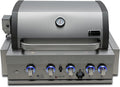 Mont Alpi Premium 32'W x 23'D x 21'H Stainless Steel 4-Burner 63000 BTUs Outdoor Kitchen Kitchen Island Heavy Duty Propane Built-in BBQ Grill Head with Infrared Rear Burner + Rotisserie Kit + Cover