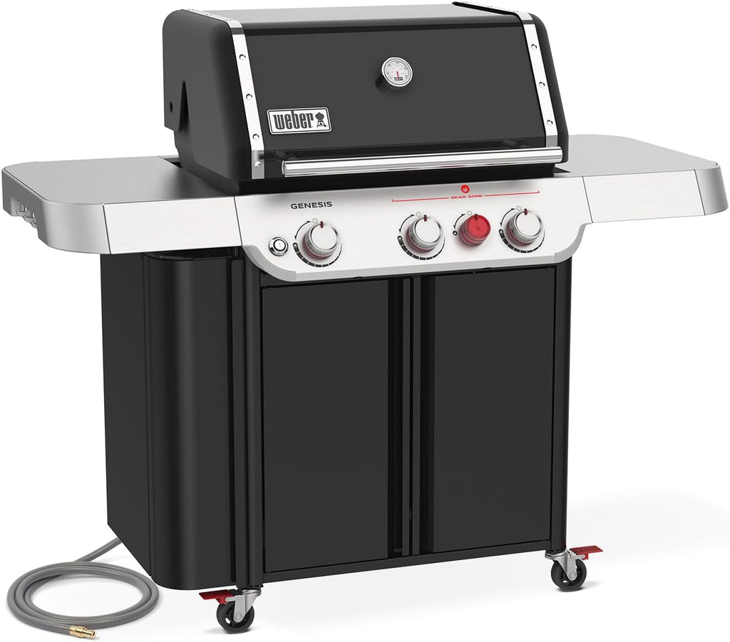 Weber Genesis E-330 Natural Gas Grill for Outdoor Cooking, 3 Burners, Black – Porcelain-Enameled Cast-Iron Grates, PureBlu Burners & Sear Zone