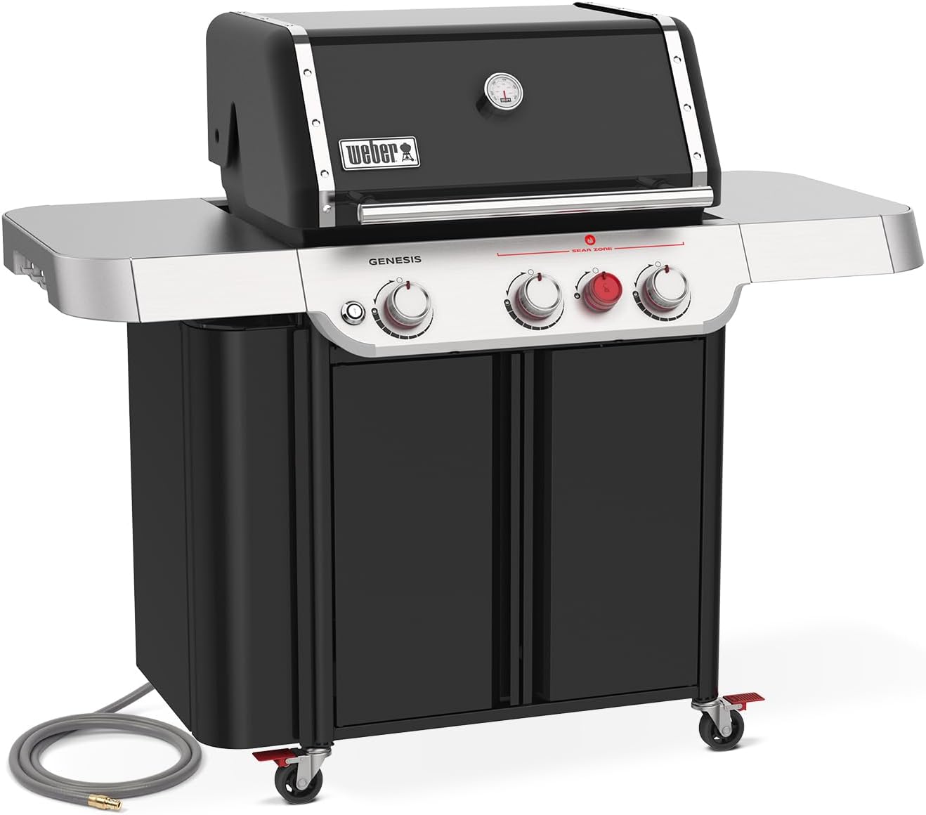 Weber Genesis E-330 Natural Gas Grill for Outdoor Cooking, 3 Burners, Black – Porcelain-Enameled Cast-Iron Grates, PureBlu Burners & Sear Zone