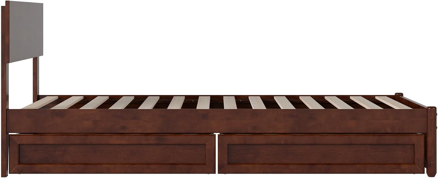 AFI, Wesley Twin XL Platform Bed with Panel Footboard & Storage Drawers, Walnut