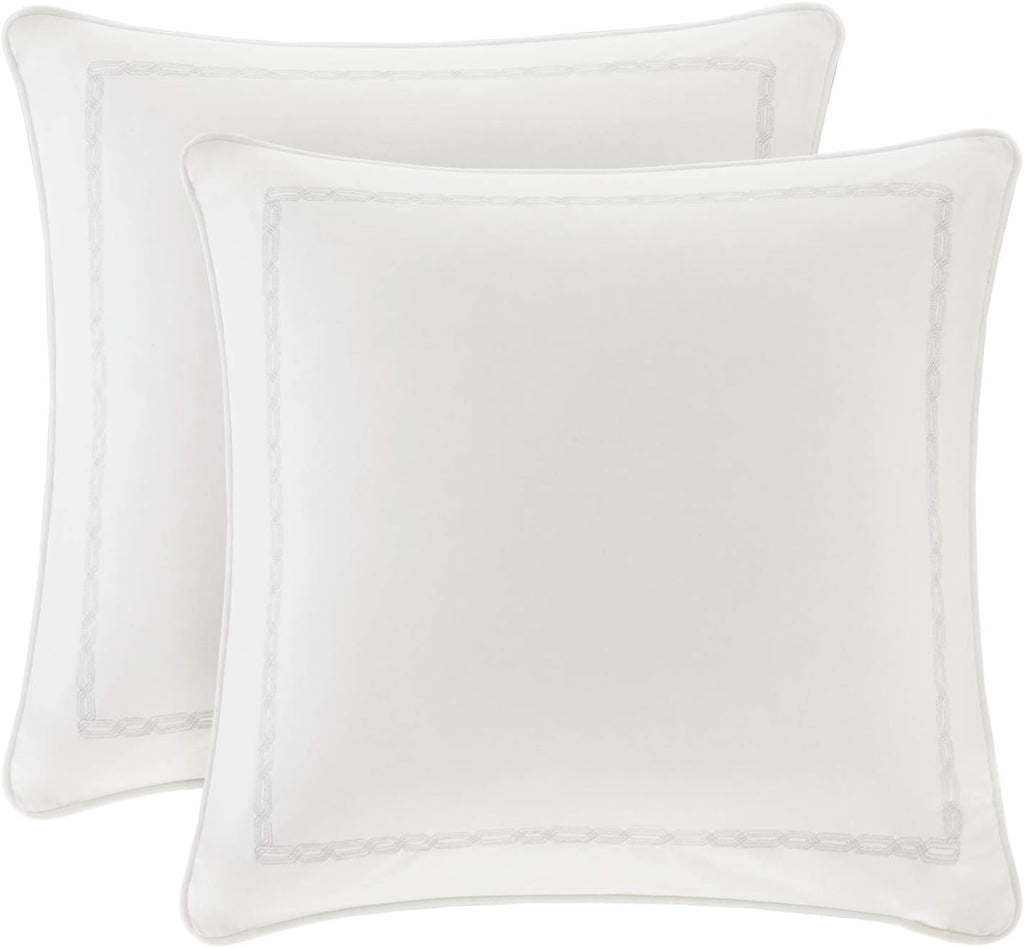 Madison Park Signature Glam Cozy Comforter Set - All Season Bedding Combo Filled Insert and Removable Duvet Cover, Shams, Decorative Pillows, Metallic White Queen(92'x96') 9 Piece