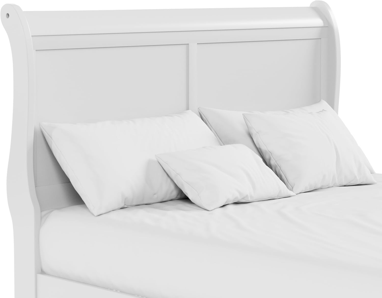 Furniture of America Arabella Traditional Wood King Bed Frame with Headboard and Footboard, Elegant Sleigh Design Bedframe for Bedroom, Guest Room, Easy Assembly, Box Spring Required, White