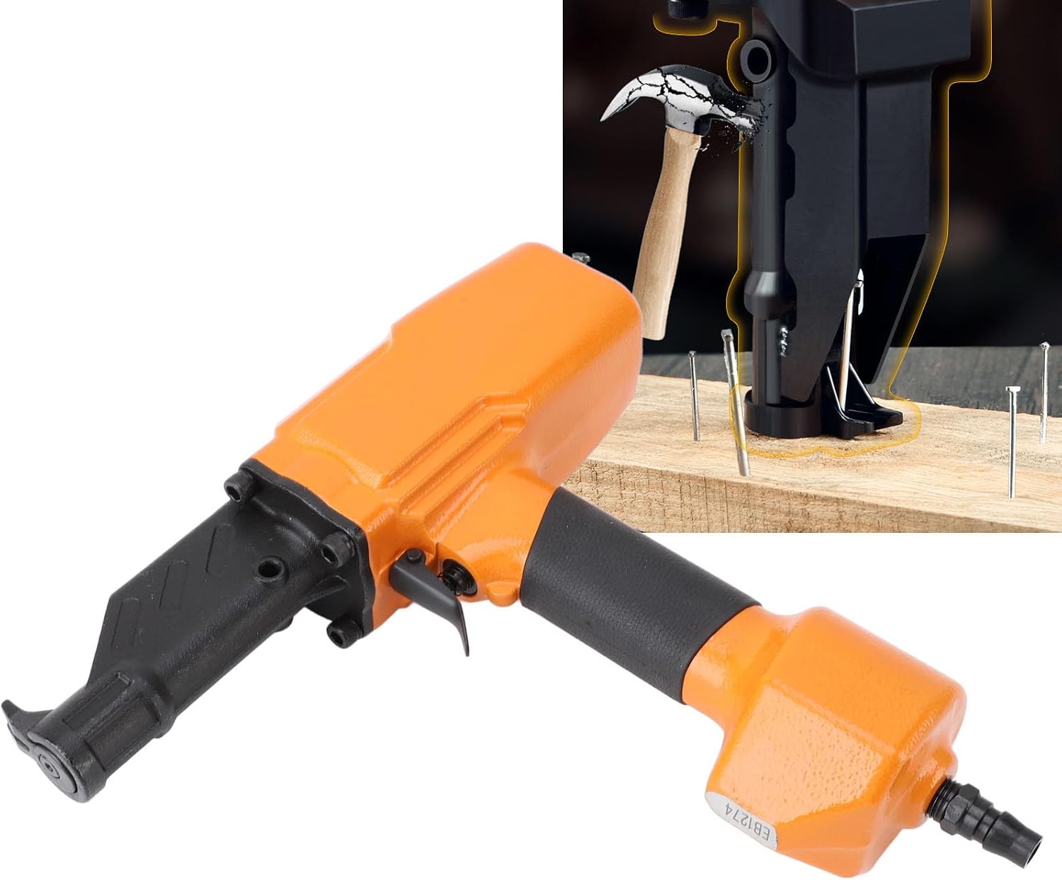 Pneumatic Nail Remover, Heavy Duty Professional Air Punch Nailer Nail Remover Nail Puller for Wood Denailing, 1/4 Inch NPT Thread Air Inlet, 0.98-2.76in Nail Pulling Length