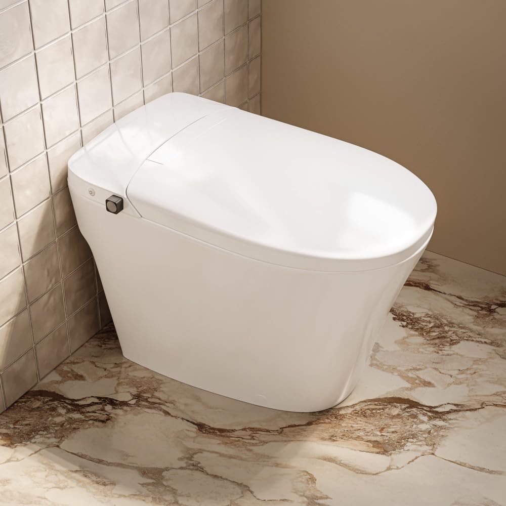 Swiss Madison Hugo H Power Flush Tankless Toilet 7' Back Outlet 1 GPF Non-Electric Toilet with Integrated Tank and Manual Bidet in Glossy White