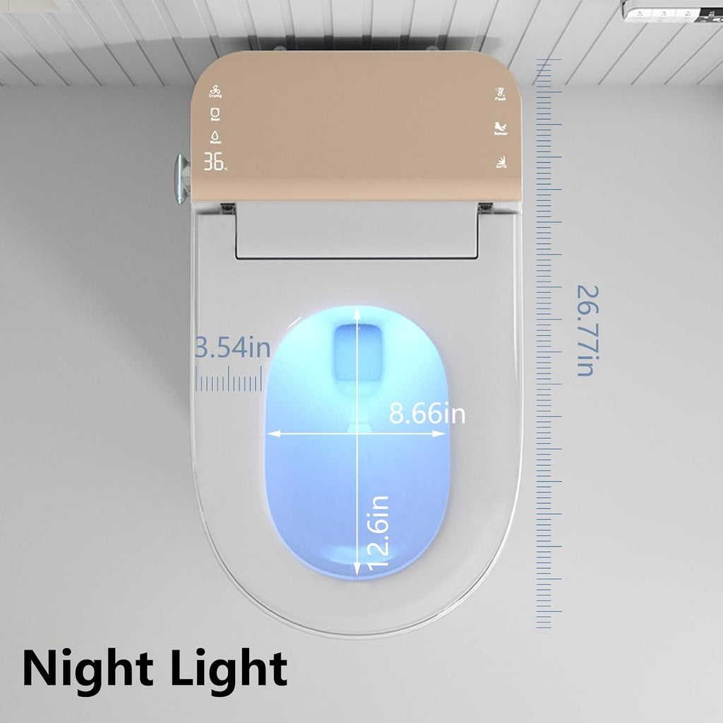 Smart Toilet with Auto Open/Close Lid - Heated Seat, Warm Water Bidet, Dryer, Night Light, Dual Auto Flush, Foot Sensor, Modern Elongated One-Piece ADA Height Toilet for Bathrooms