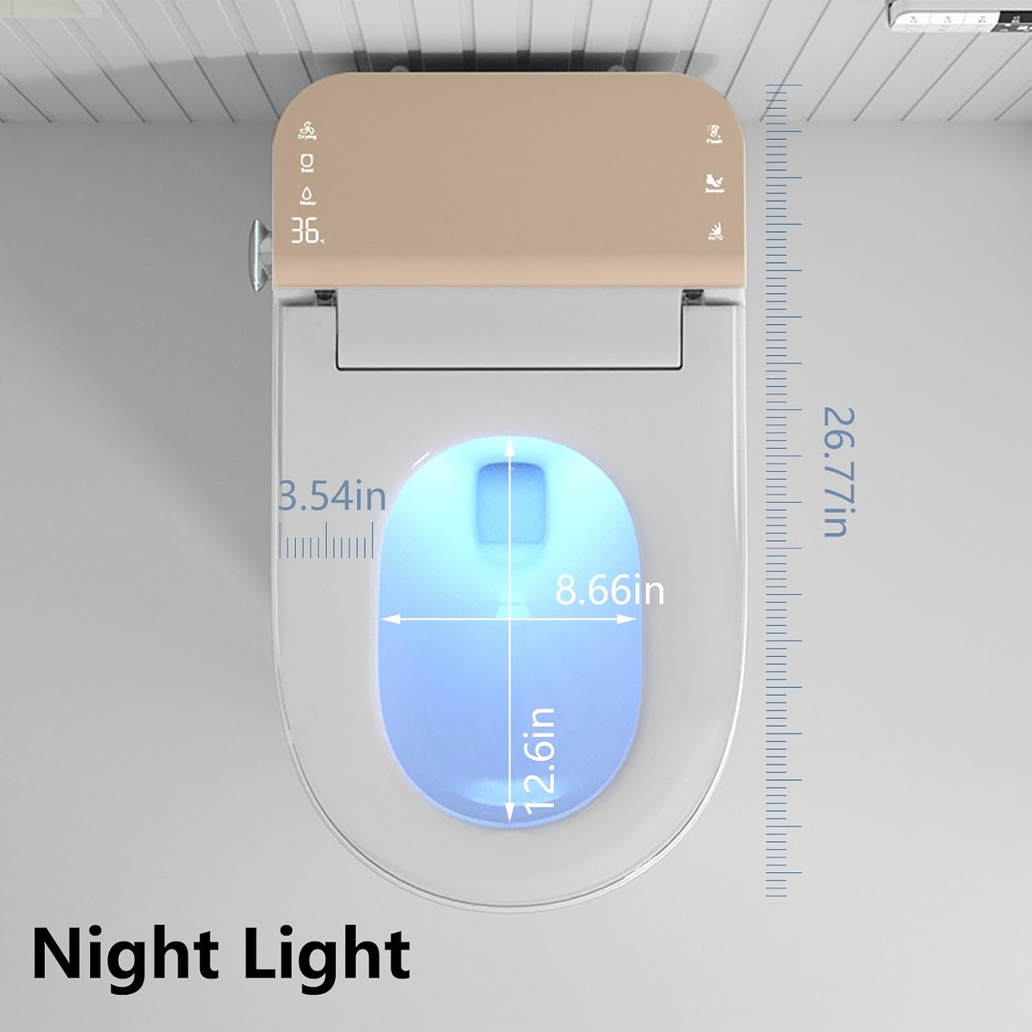 Smart Toilet with Auto Open/Close Lid - Heated Seat, Warm Water Bidet, Dryer, Night Light, Dual Auto Flush, Foot Sensor, Modern Elongated One-Piece ADA Height Toilet for Bathrooms