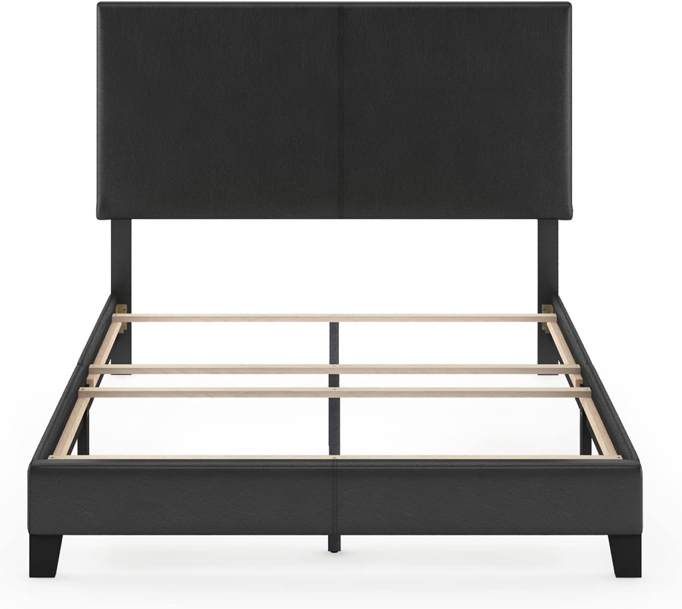 FURINNO Pessac PU Leather Upholstered Platform, Full, Black