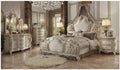Acme Picardy Eastern King Bed in Fabric & Antique Pearl