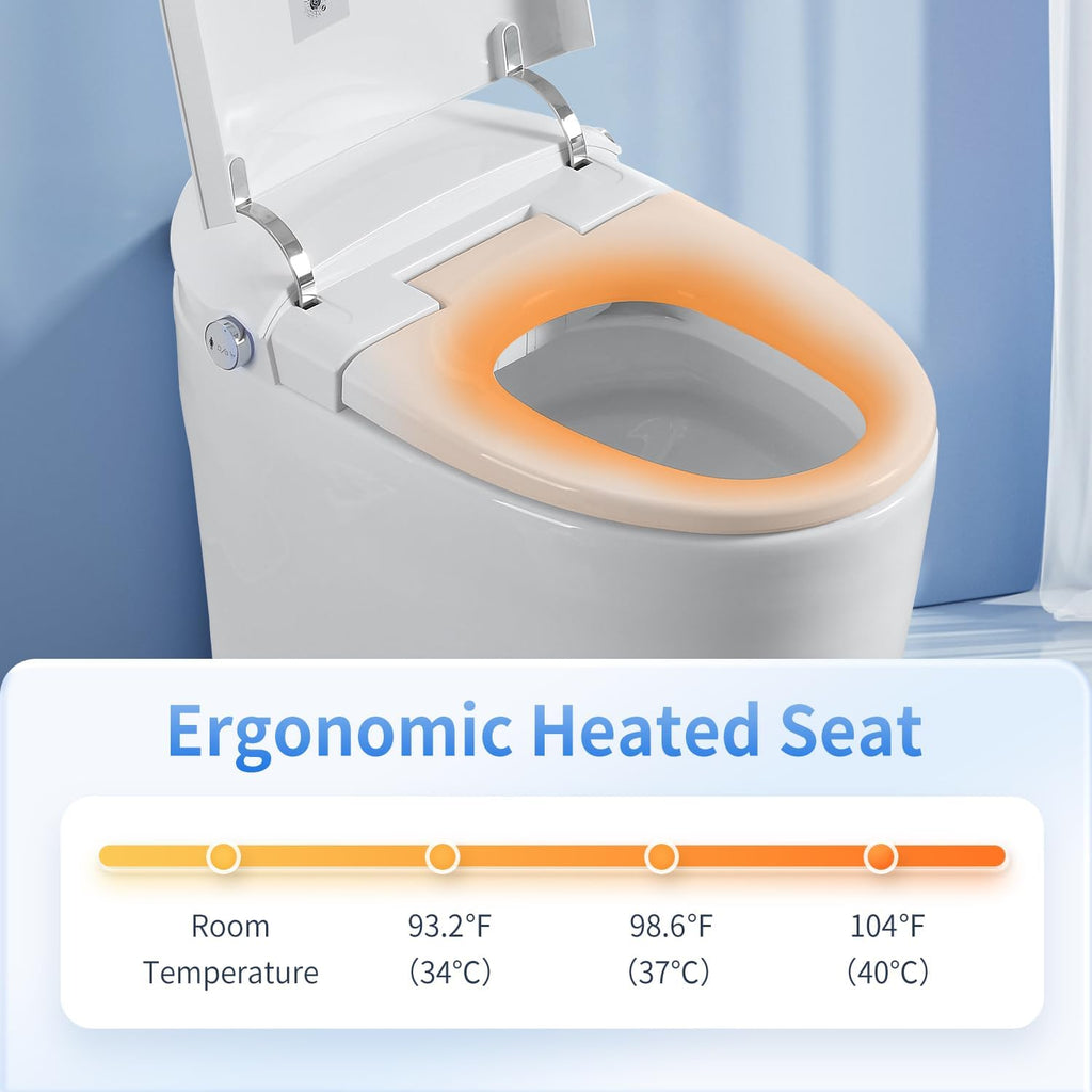 Tankless Smart Toilet with Bidet Built-In Elite Model Auto Open/Close Auto Flush Bubble Wash Heated Seat Warm Water & Dryer Adjustable Temp Side Knob (S31G)