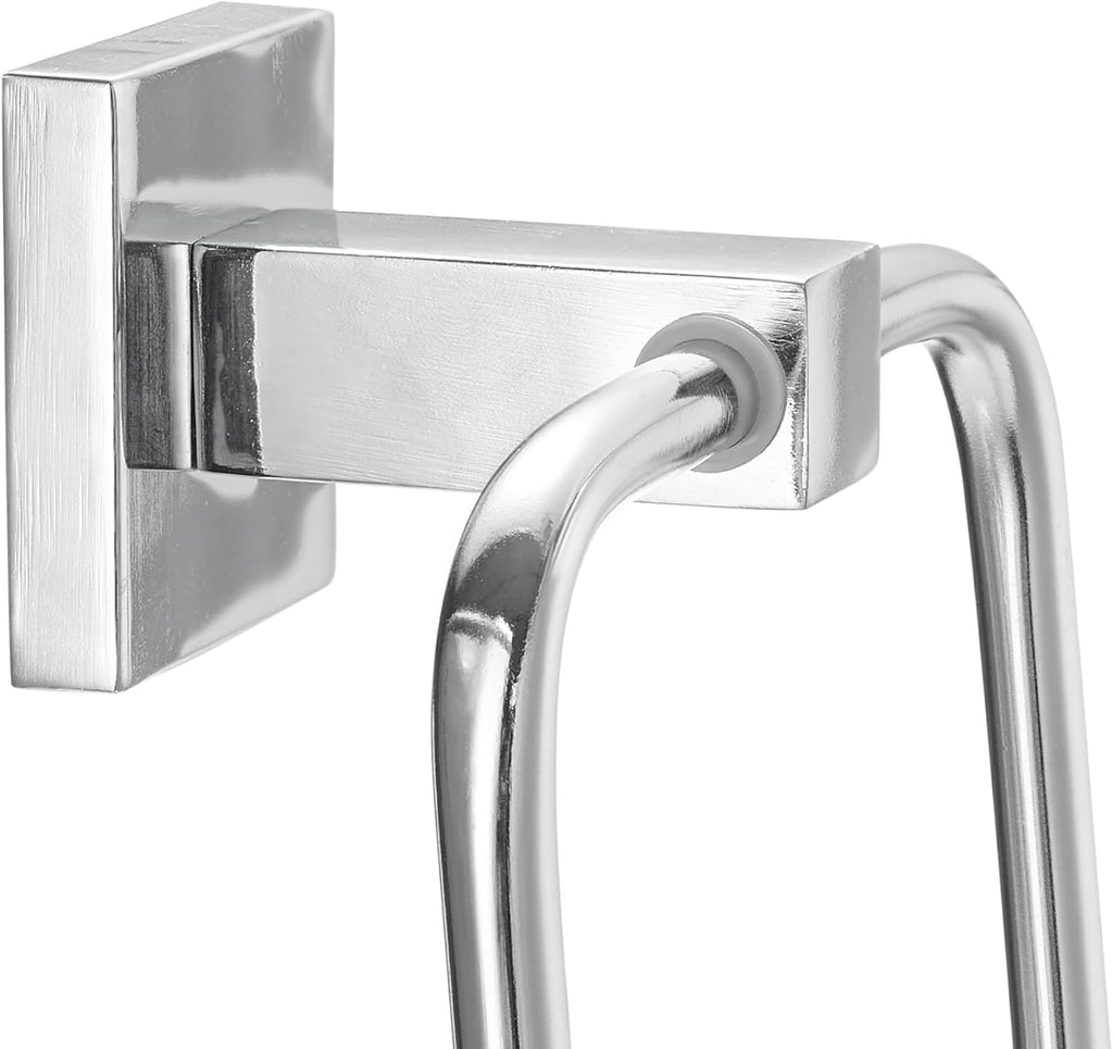Globe Electric 59221 Finn 5-Piece All-in-One Bath Set, 3-Light Vanity, Bar, Towel Ring, Robe Hook, Toilet Paper Holder, Polished Chrome