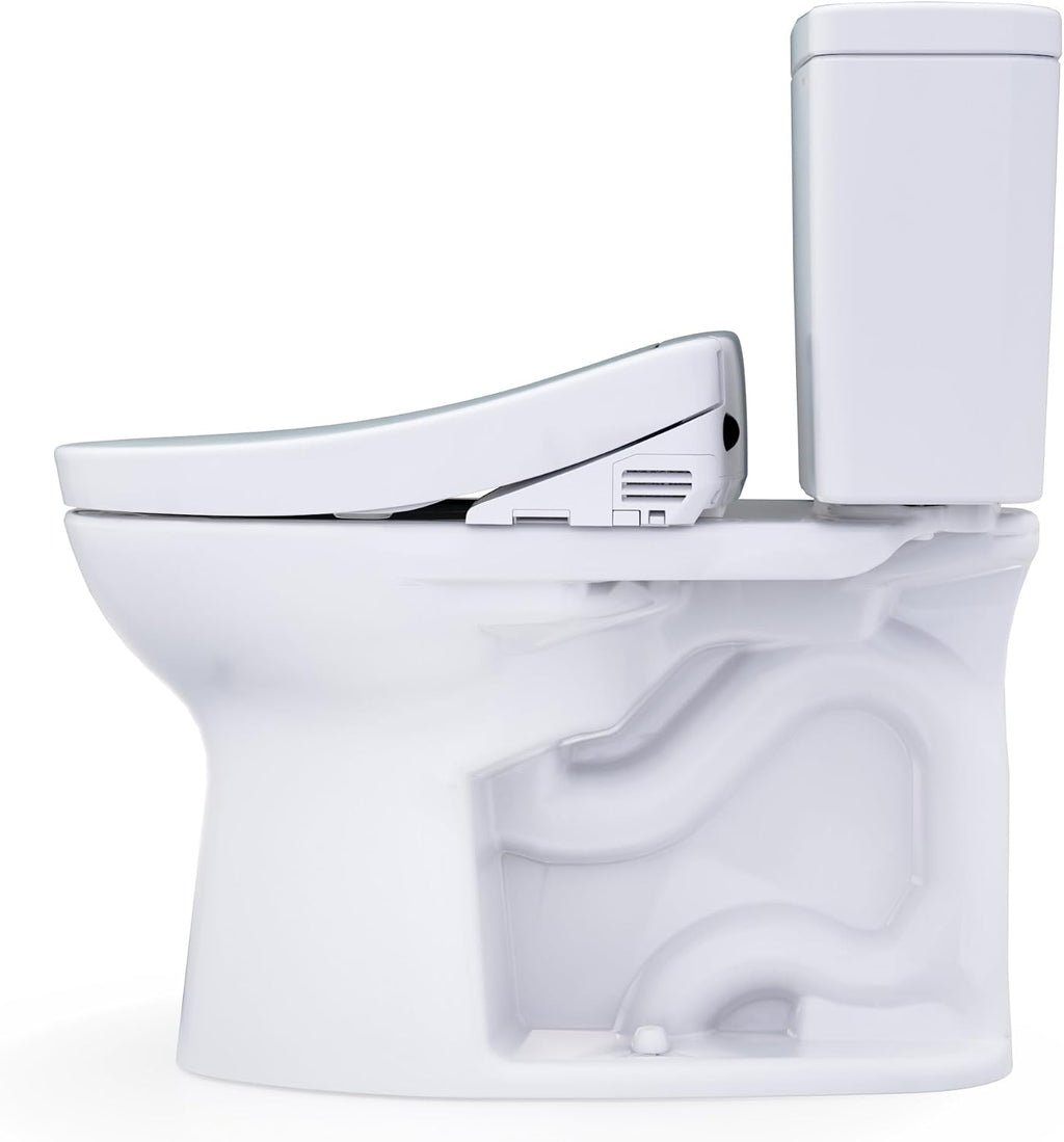 TOTO® Drake® WASHLET®+ Two-Piece Elongated 1.28 GPF Universal Height TORNADO FLUSH® Toilet with S5 Bidet Seat, Cotton White - MW7763446CEFG#01