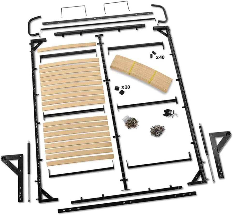 ROCKLER I-Semble Piston Lift Mechanism Murphy Bed Hardware Kits - Bed Frame Hardware Kit w/Cambered Wood Slats, Metal Legs & More - Fits Standard Mattresses up to 10' Thick