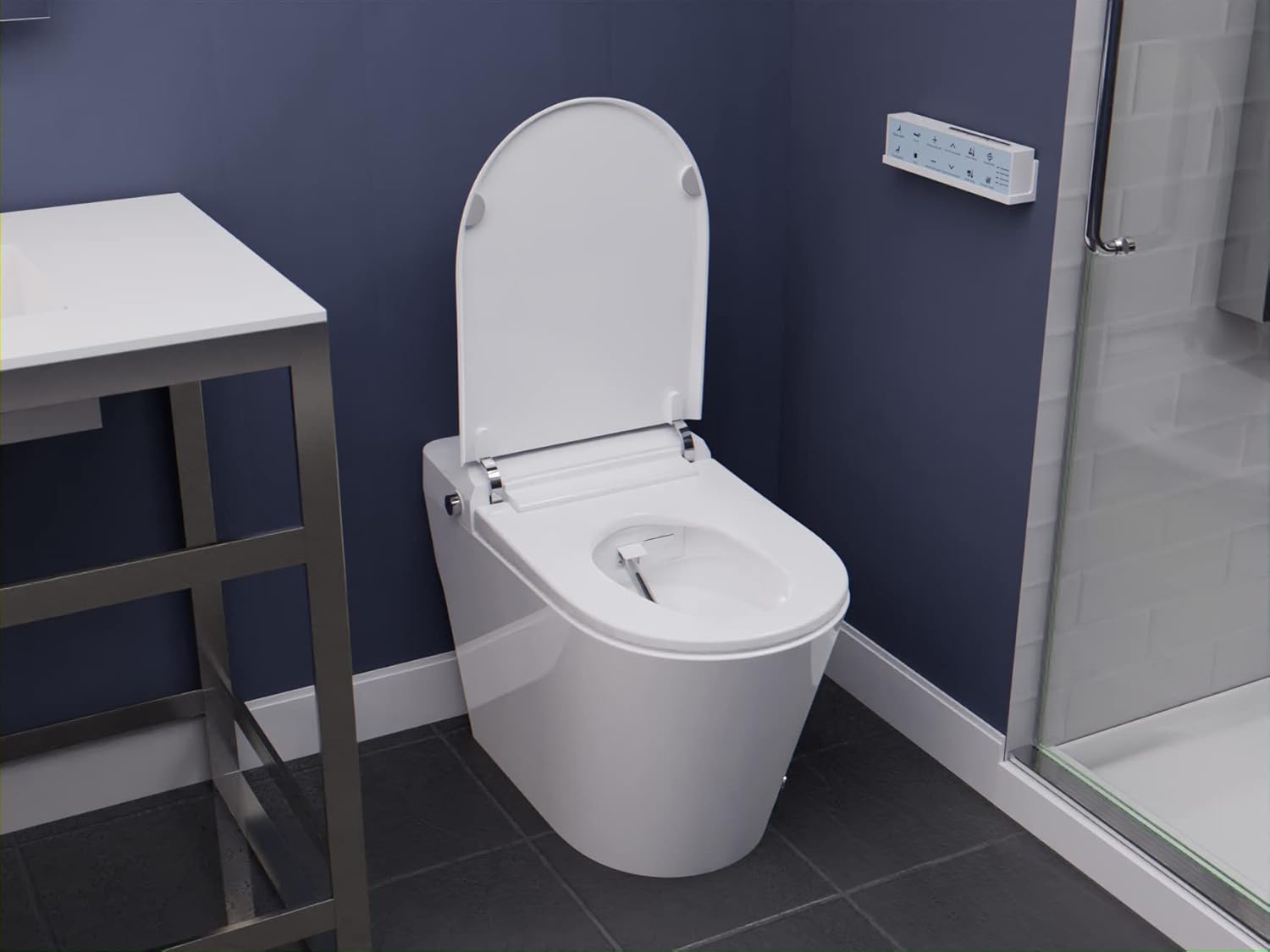 ANZZI Echo One-Piece Smart Bidet Toilet Elongated 1.28 GPF White with Auto Open and Flush, Heated Seat, Warm Water Wash, Voice and WiFi Control, Motion Sensor, Remote Control | TL-ST950WIFI-WH