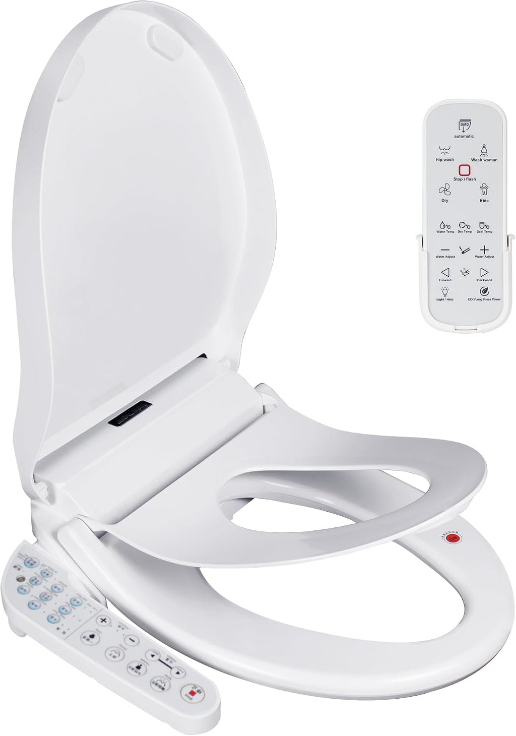 KERDE P30BR Electric Bidet Toilet Seat with Child Seat - Dual Control (Side Panel & Remote), Warm Water Wash, Heated Seat, Warm Air Dryer, LED Night Light, Universal Fit for Elongated Toilets