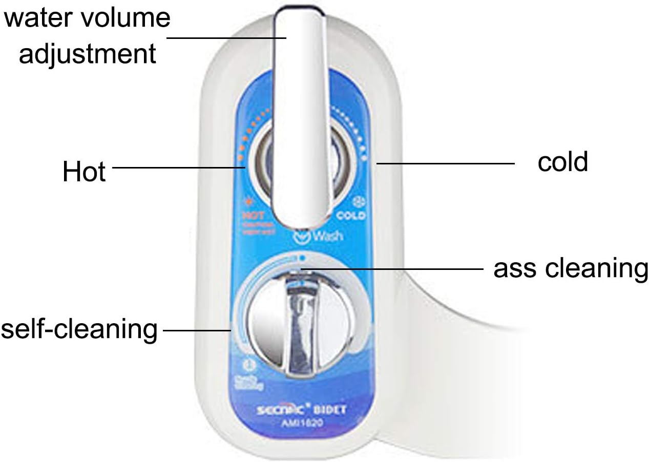 Bidet Toilet seat,Hot&Cold Fresh Water Spray Bidet Left Hand Toilet Seat Attachment with SelfCleaning Nozzles, Water Pressure Control Non Electric Bidet for A Luxurious, Hygienic Bathroom