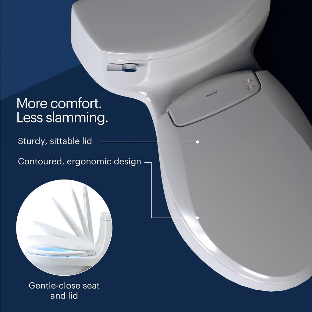 Brondell L60-EW LumaWarm Heated Nightlight Elongated Toilet Seat, White