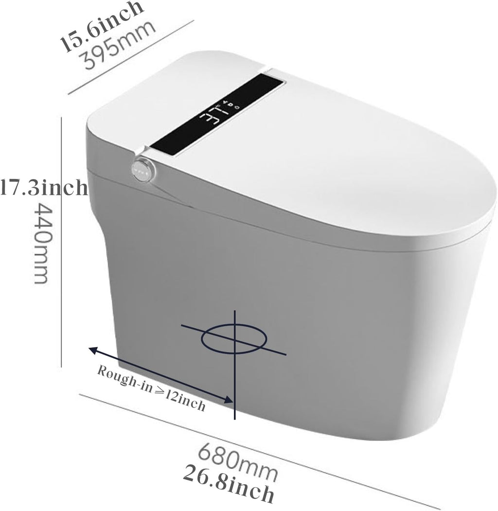 BONSAM Smart Toilet with Auto Flushing, Modern Toilet with Bidet Built In, Warm Water&Dryer, Self-Cleaning Heated Seat Toilet with Remote Control for Seniors & Families.