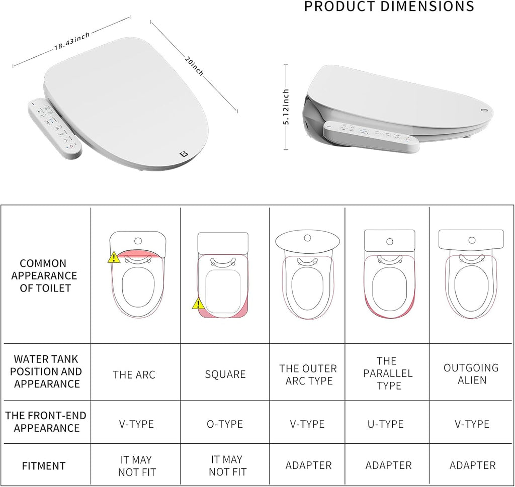 Z1 Bidet Toilet Seat, Bidet Attachment for Toilet Warm Water, Elongated Heated Toilet Seat with Quite Close, Electric Smart Air Dryer, Customizable Washing Modes for Ultimate Comfort