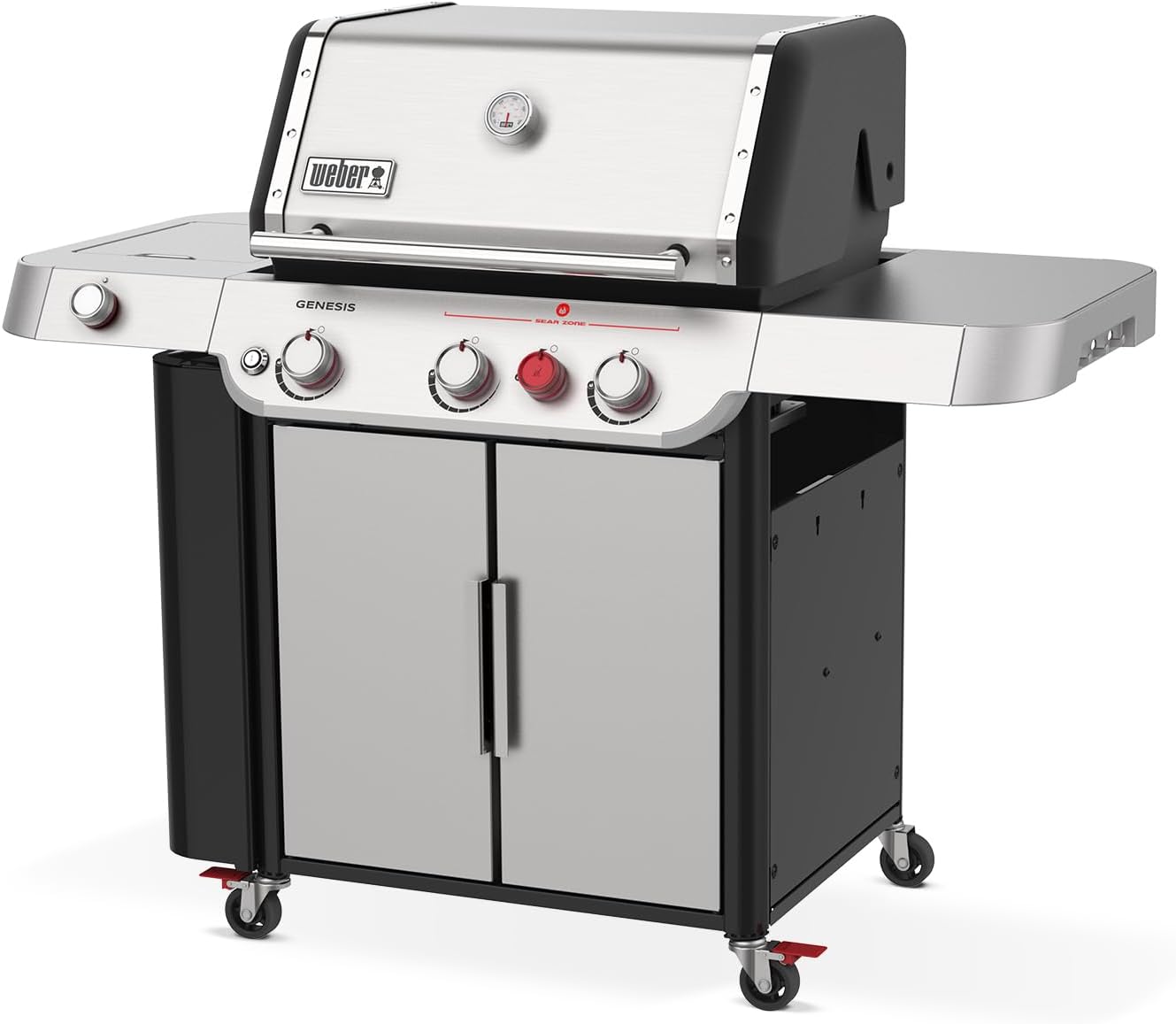 Weber Genesis S-335 Liquid Propane Gas Grill for Outdoor Cooking, Stainless Steel, 3 Burners and 1 Side Burner – Stainless Steel Cooking Grates, PureBlu Burners & Sear Zone