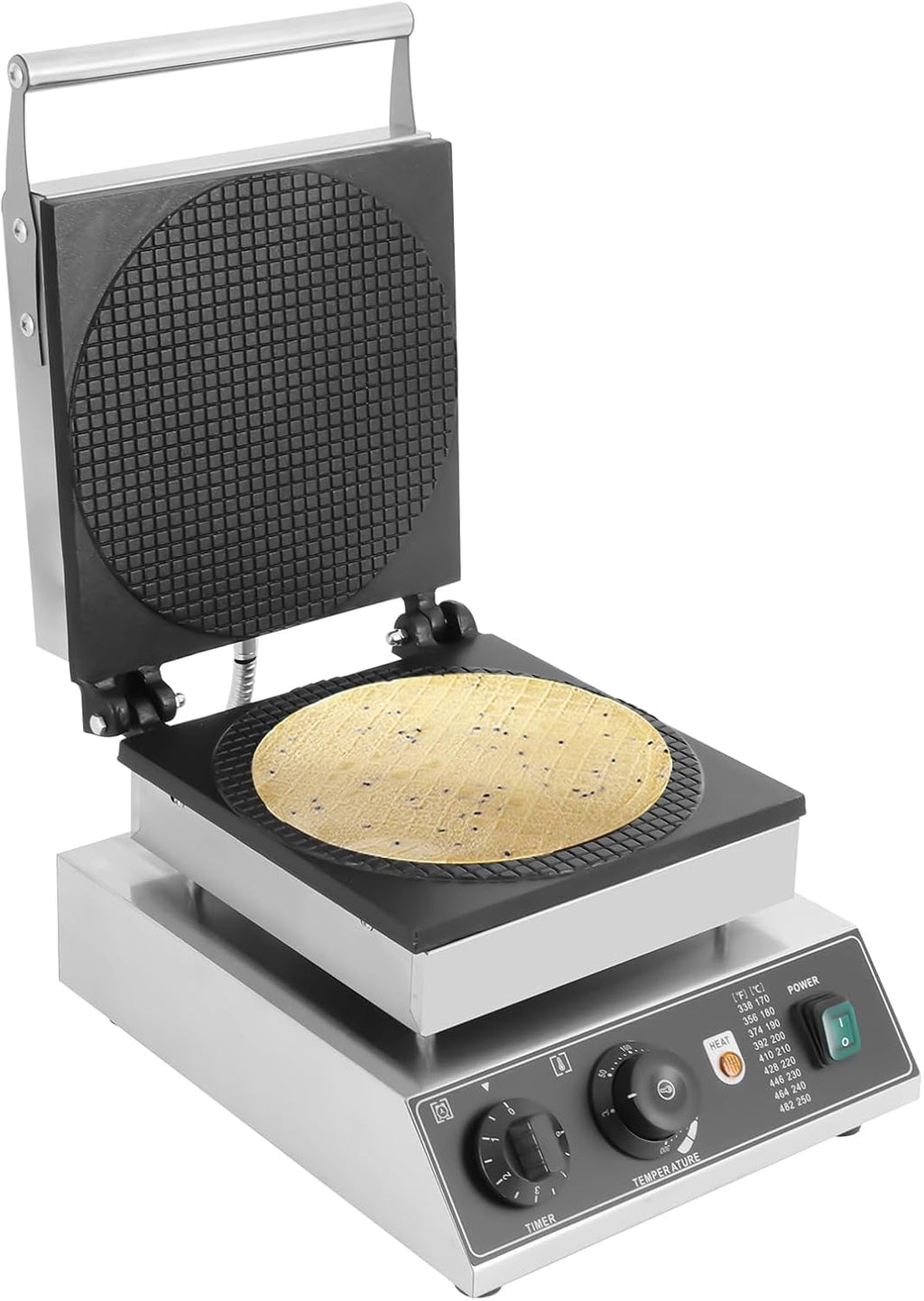 Electric Ice Cream Cone Maker, 1750W Waffle Cone Machine with Temperature and Time Control, Stainless Steel Non-Stick Egg Roll Maker for bakeries Snack Shops Restaurants Schools Food Factories Etc