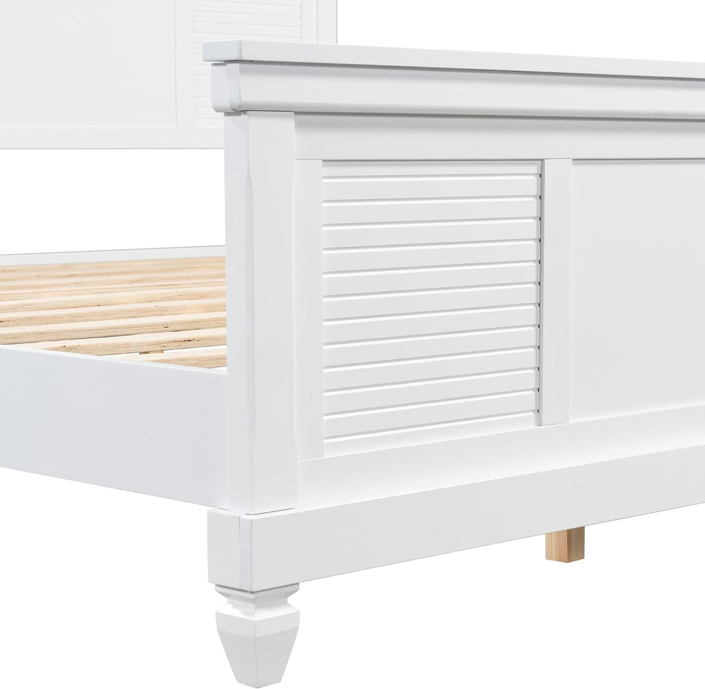 Christopher Knight Home Todie Modern King Size Bed Frame with Headboard, Wooden King Size Platform Bed Frame, Farmhouse King Size Bed Set, No Box Spring Needed, Easy Assembly, White