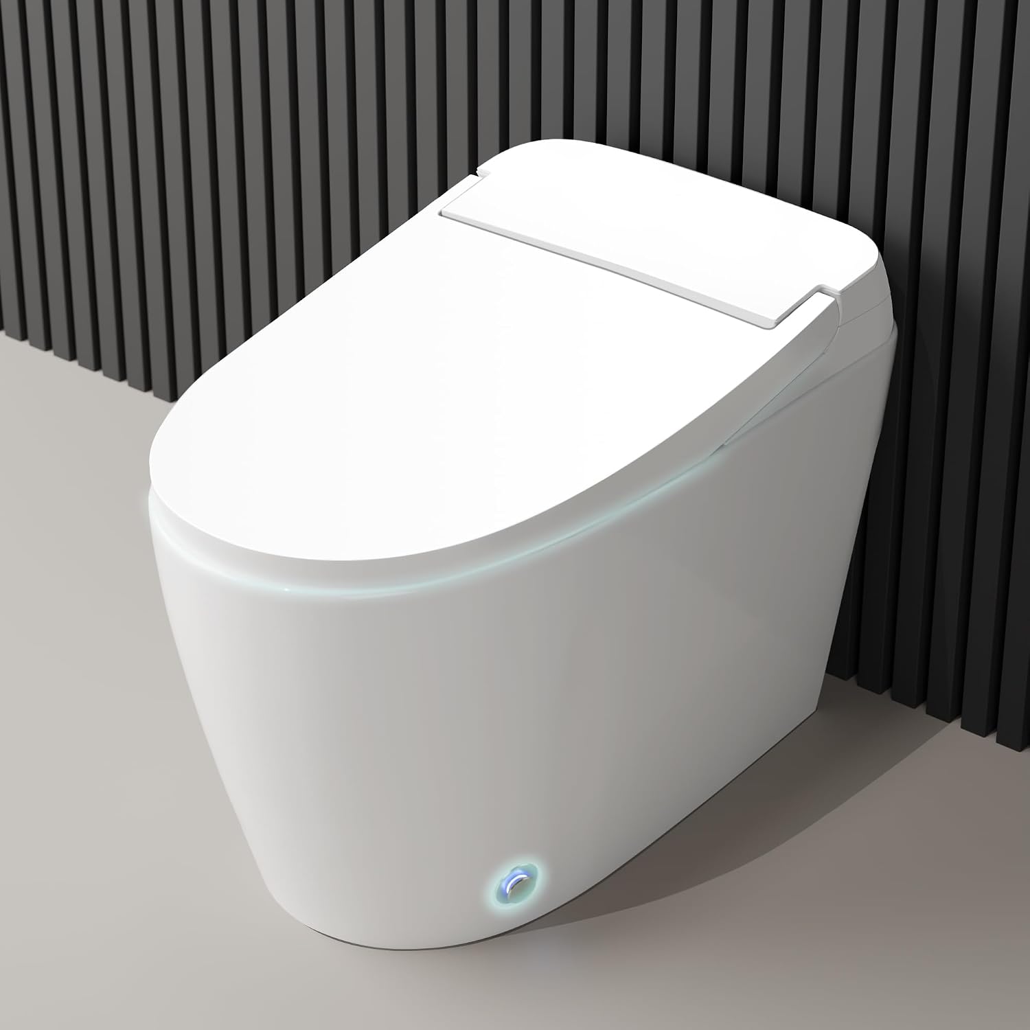 Smart Toilet with Auto Open Close, One Piece Elongated Toilet with Foot Sensor, Comfort Height, Blackout Flush, Auto Flush, Heated Seat, Nightlight for Bathroom