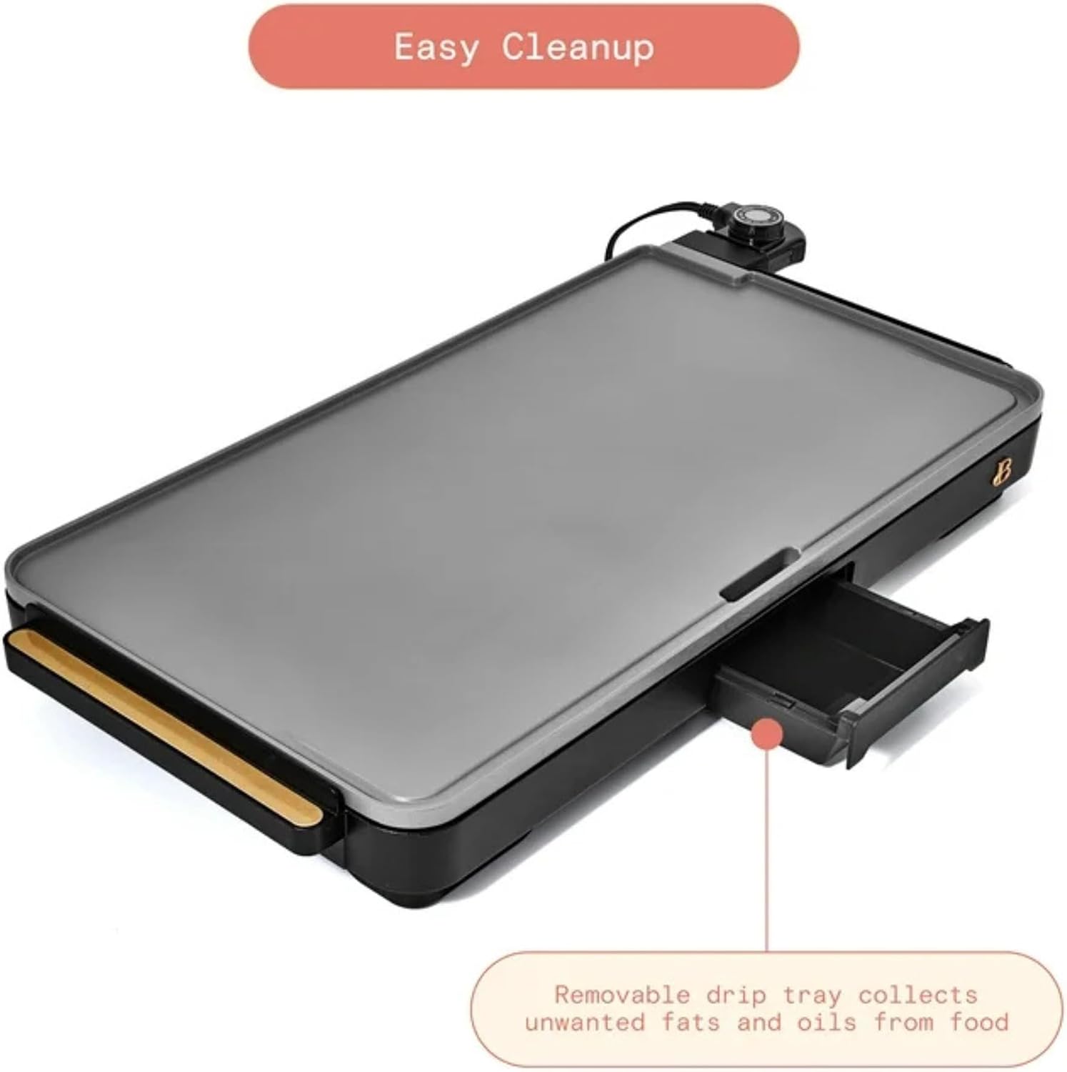 Extra Large Electric Griddle 12x22 Inch, 1500W Nonstick Countertop Griddle with Removable Backsplash and Adjustable Temperature Control for Family Breakfast & Indoor Cooking (Black Sesame)