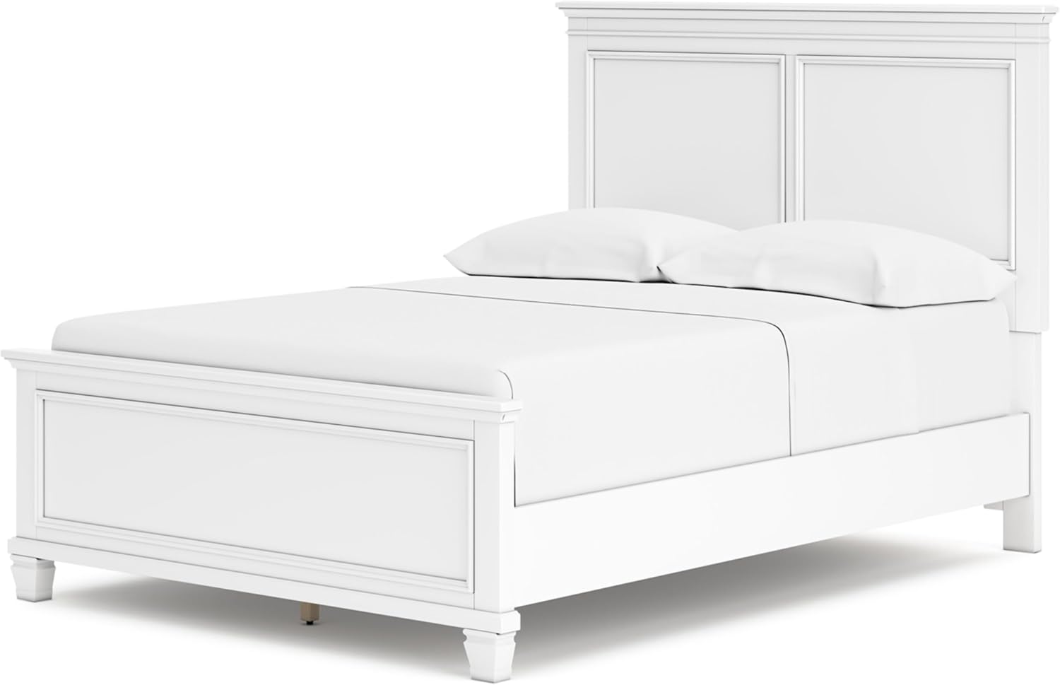 Signature Design by Ashley Fortman Transitional Full Panel Bed with Tapered Feet, Foundation or Box Spring Needed, White