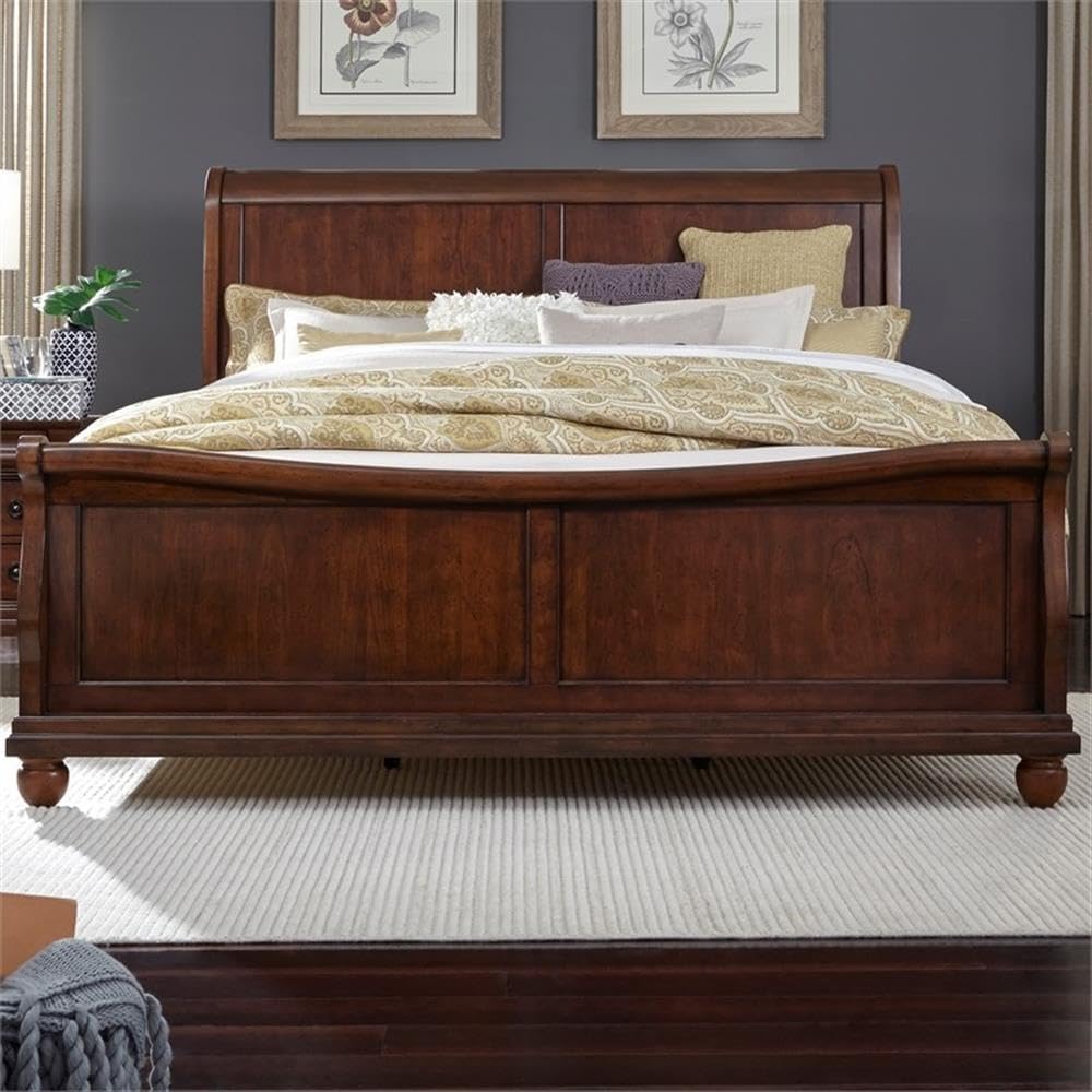 Liberty Furniture Industries Rustic Traditions King Sleigh Bed, Cherry