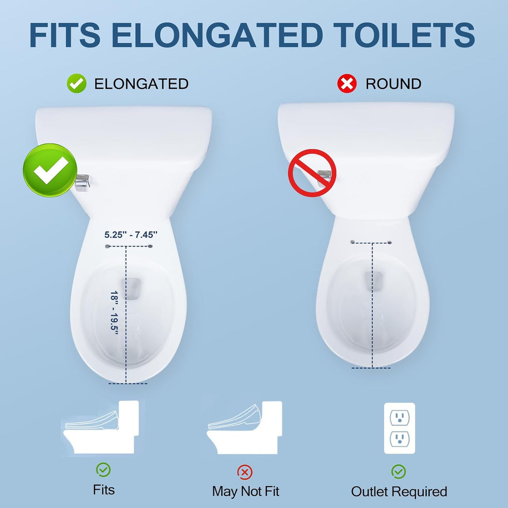Electric Bidet Toilet Seat, Elongated, Warm Water with Air Dryer, Heated Seat and Slow Close Lid, Front and Rear Wash, Adjustable Water Temperature, LED Nightlight, Wireless Remote, White, 101