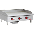 Iron Range IRTG-36 36' x 21' Countertop Commercial Gas Griddle, 3 Burners, 90,000 BTU, Thermostatic Control, Stainless Steel, ETL Listed, LPG Conversion Kit, Easy-to-Clean Grease Tray