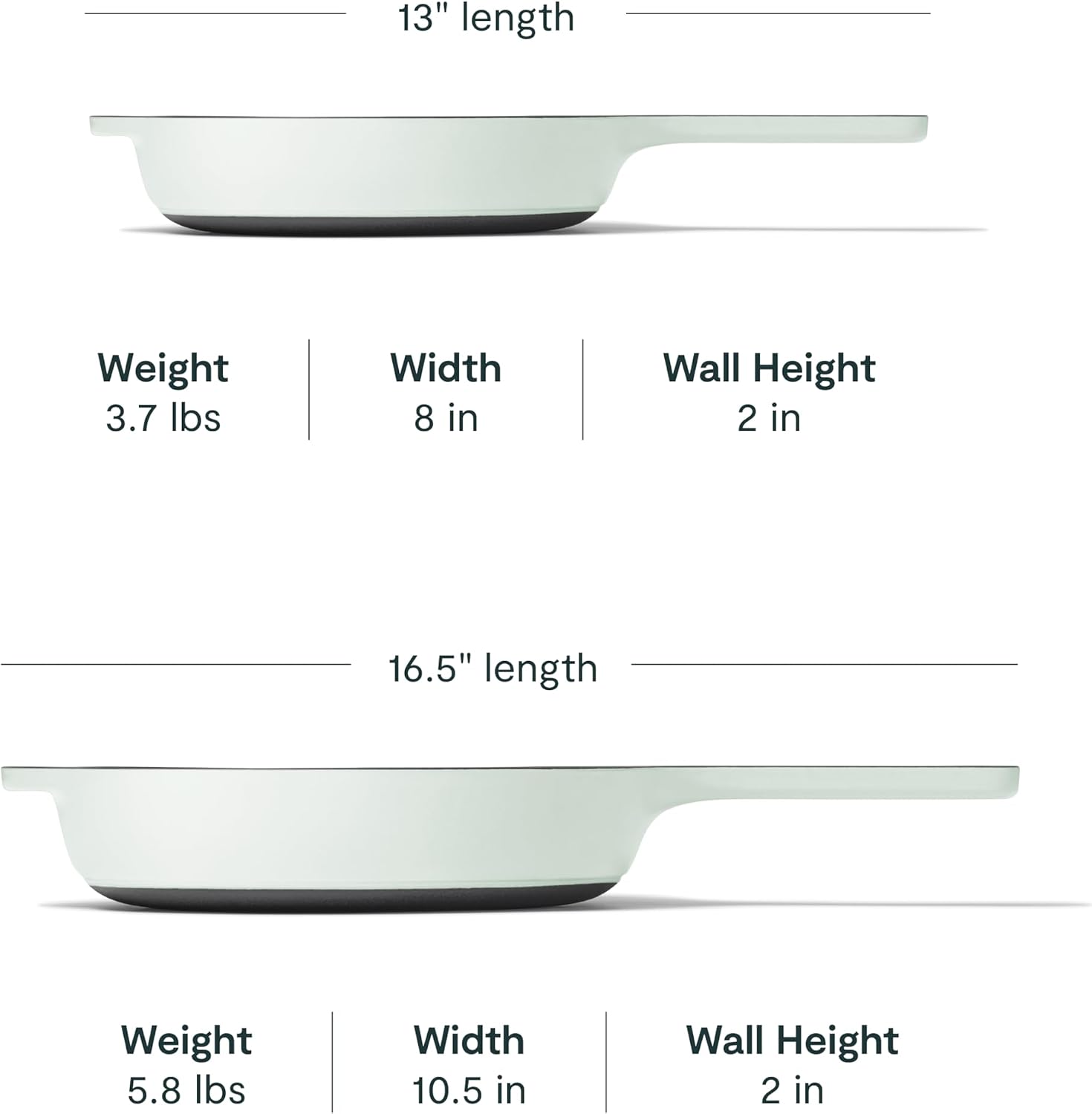 Caraway Cast Iron Skillet Set - 8' & 10.5' Enameled Cast Iron Pan With 3 Layer Enamel Coating - No Seasoning Required - Compatible With All Stovetops - Free From Forever Chemicals - Mist