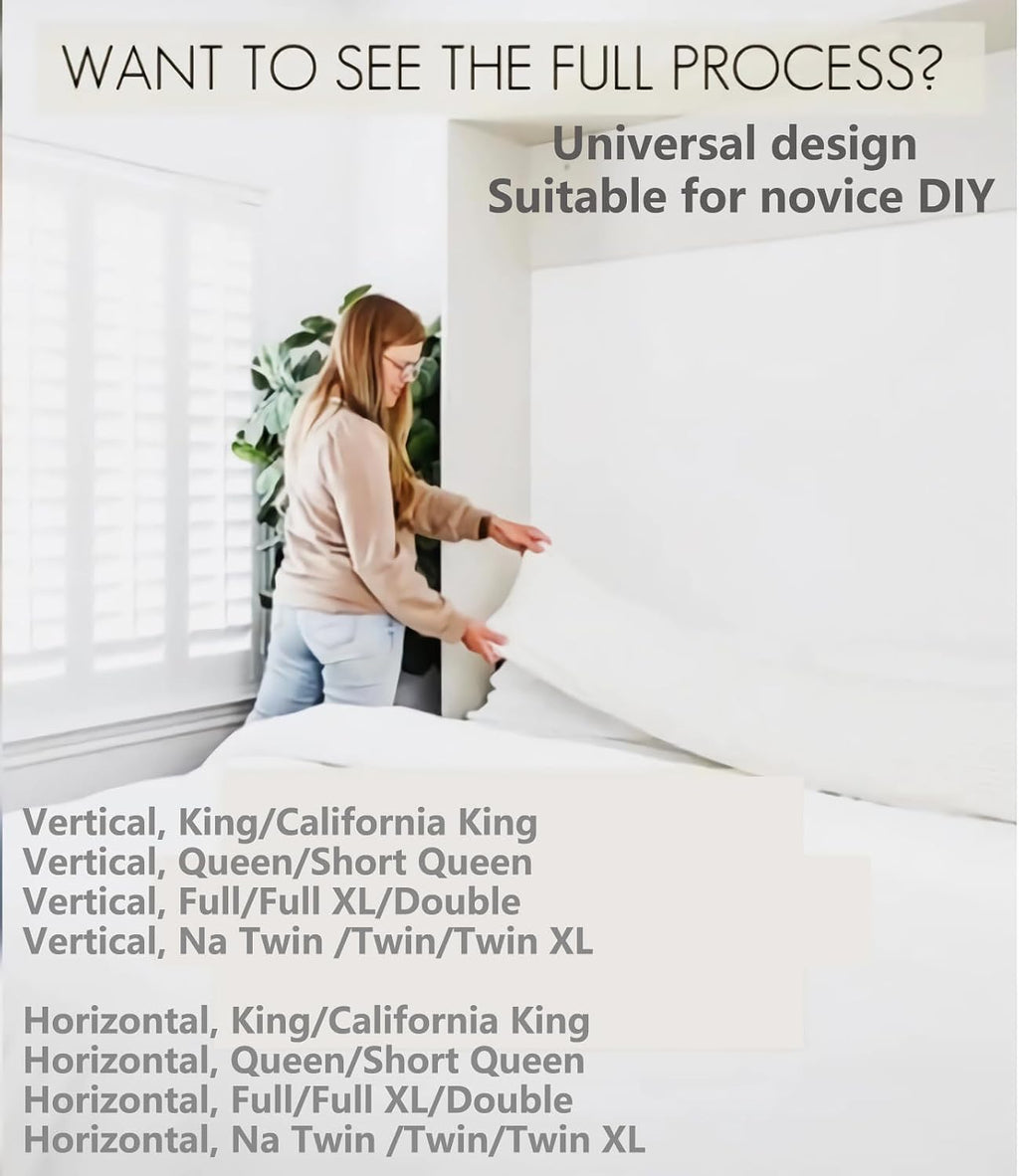 Create A Luxurious Bed Murphy Bed Hardware Kit, Hover in Mid Air Hydraulic Rod Gas Spring System (Horizontal, Full/Full XL/Double)