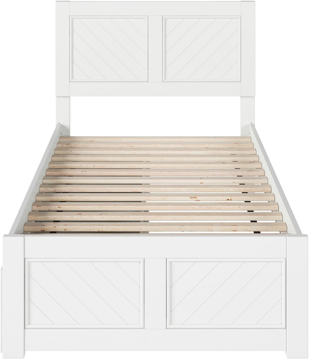 AFI, Canyon Twin Platform Bed with Matching Footboard & Storage Drawers, White