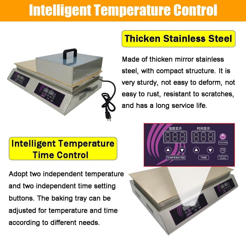 Electric Souffle Maker & Dorayaki Baker Stainless Steel with Double Pure Copper Plates 110V 60-240°C Commercial Grade Souffle Pancake & Muffin Griddle Machine Digital Display
