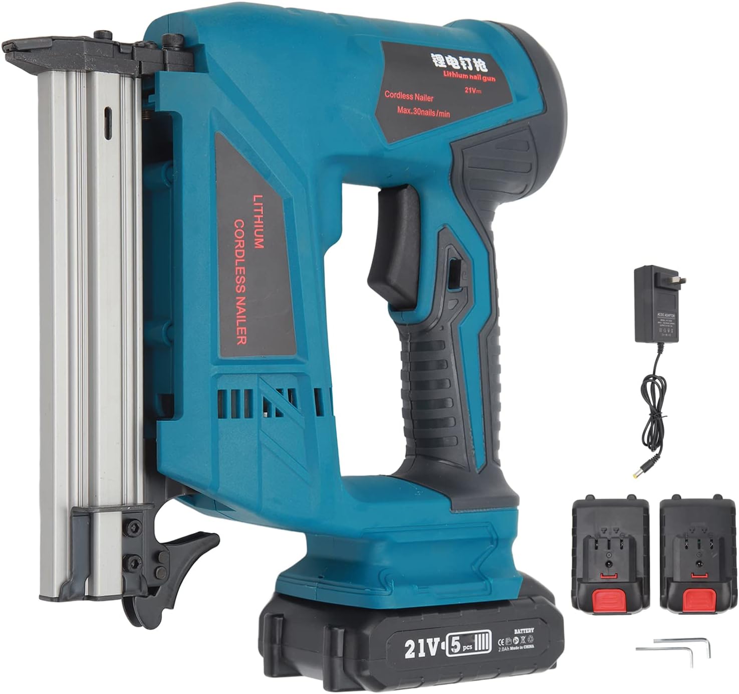 Brad Nailer Kit Lithium Cordless Electric Nail Gun Woodworking Tools Battery