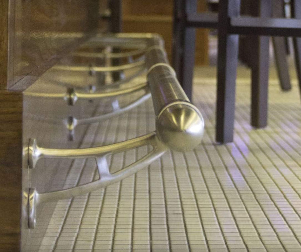 Solid Bar Mount Foot Rail Kit (Custom-Made), Brushed Stainless Steel Tubing (2 in OD, 10 ft = 60 in x 2 Long) w/Internal Connector, Bar Mount Foot Rail Bracket, Domed End Cap