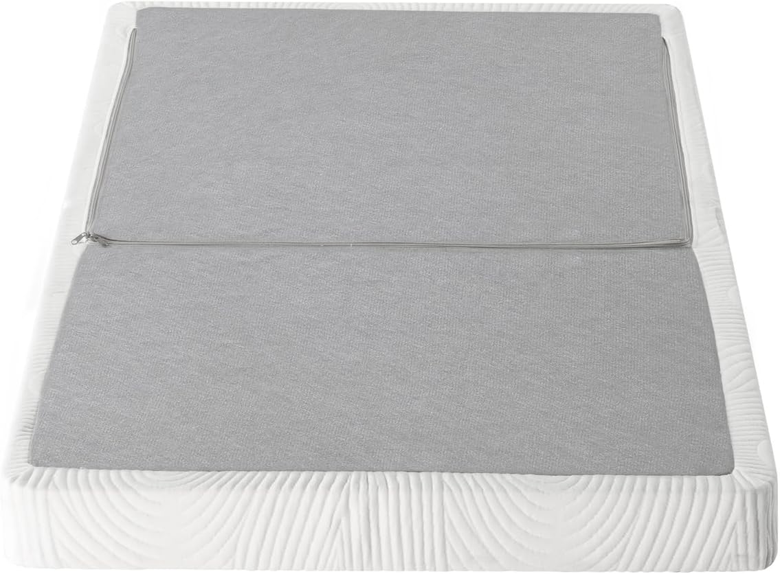 ZINUS No Assembly Metal Box Spring / 4 Inch Grey Mattress Foundation / Sturdy Metal Structure, Twin