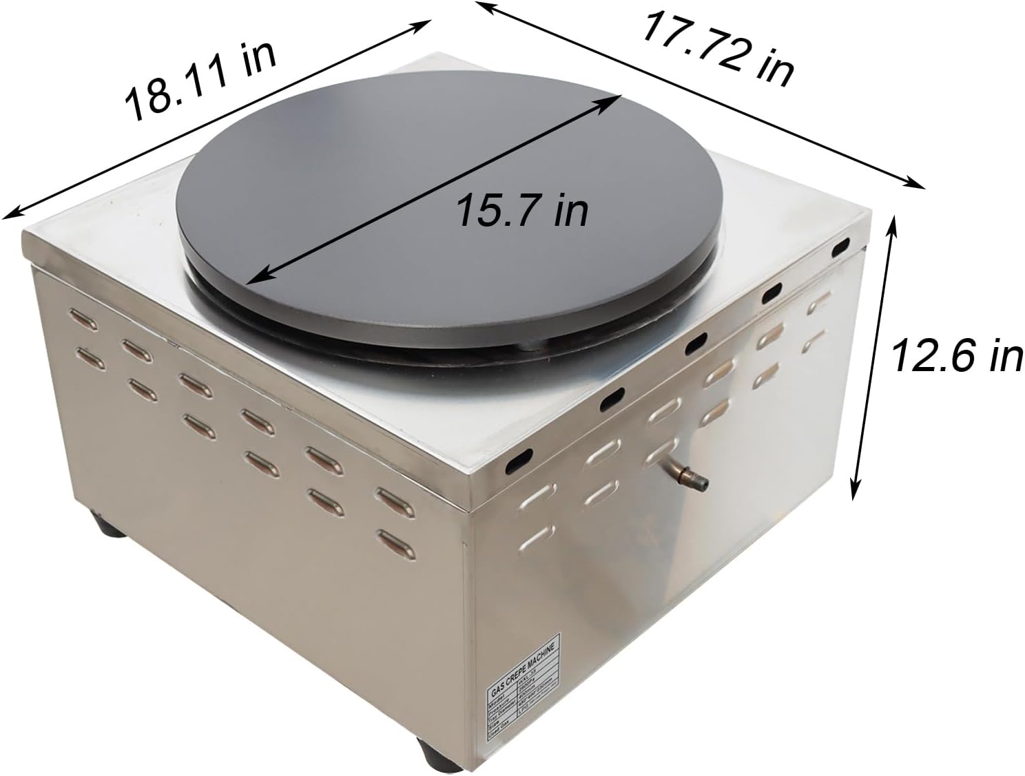 16''Commercial Gas Crepe Makers Machine LPG Gas Pancake Machine Griddle Maker Machine with Low Pressure Valve for Blintzes, Eggs, Tortilla