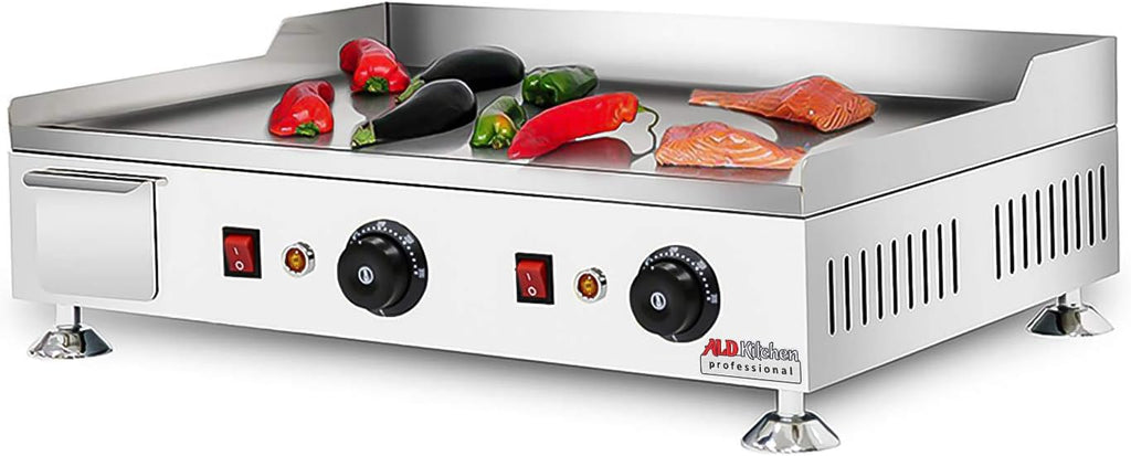 ALDKitchen Flat Top Griddle | Teppanyaki Grill with Dual Thermostat | No plug | 110V (24.25' x 17.59')