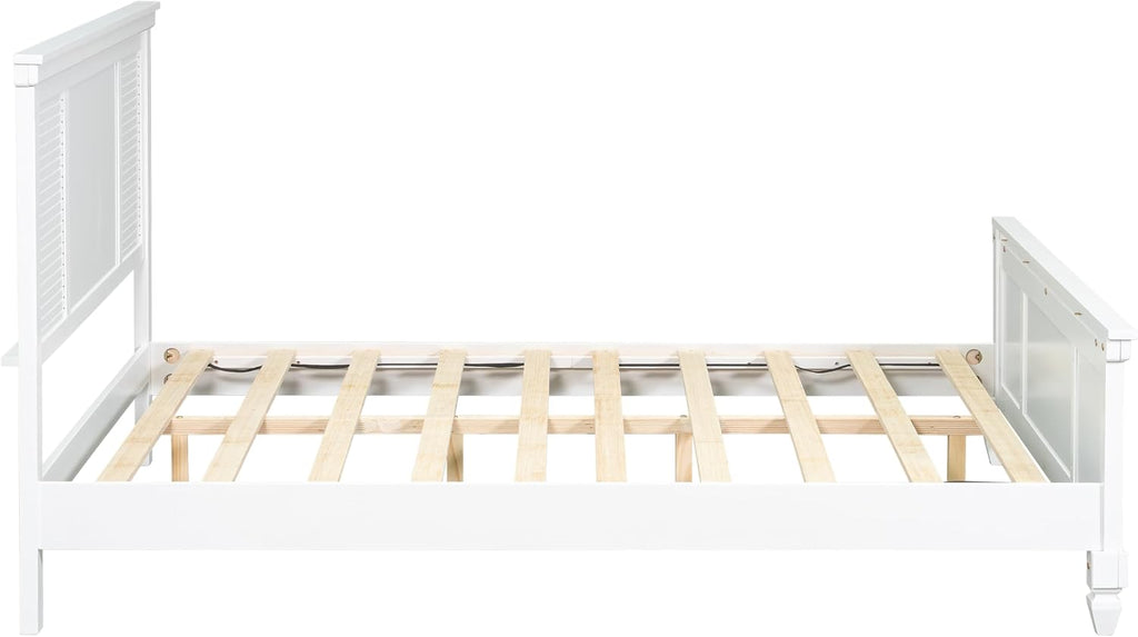 Christopher Knight Home Todie Modern Queen Size Bed Frame with Headboard, Wooden Queen Size Platform Bed Frame, Farmhouse Queen Size Bed Set, No Box Spring Needed, Easy Assembly, White