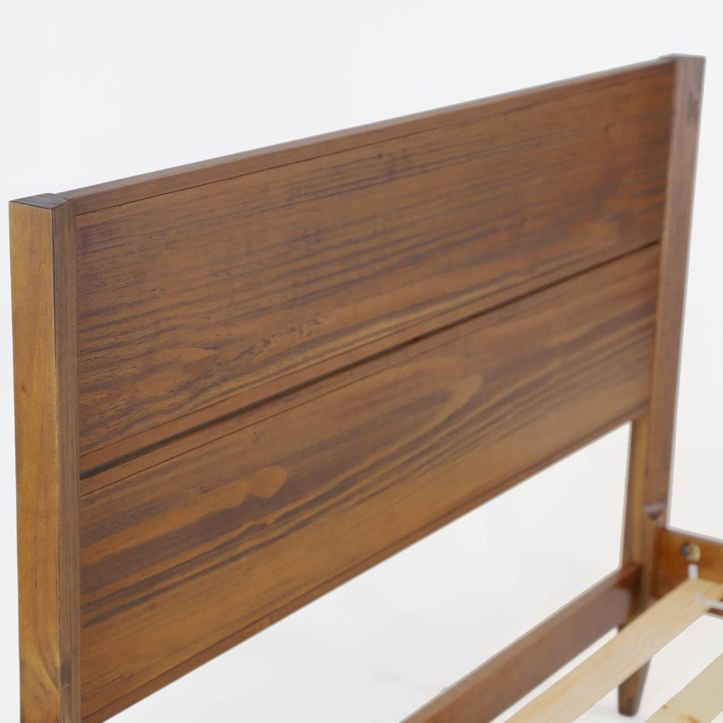 Grain Wood Furniture Mid Century Solid Wood Platform Bed, King Size, Brushed Walnut