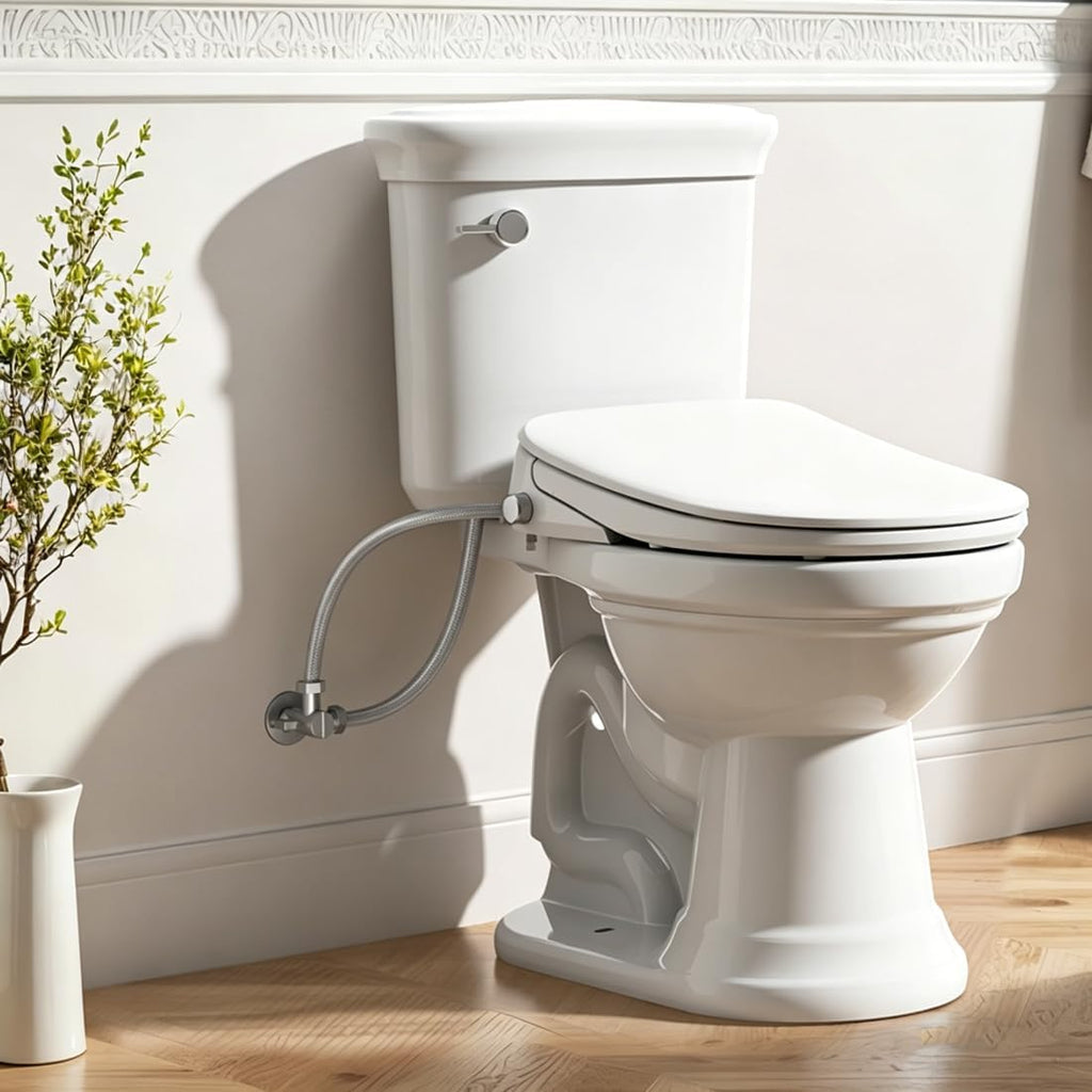 R&T V3200 Elongated Bidet Toilet Seat with Heated Seat, Instant Warm Water & Air Dry, LED Nightlight, Deodorizer - Electric Bidets with Adjustable Water Pressure, Stainless Steel Nozzle