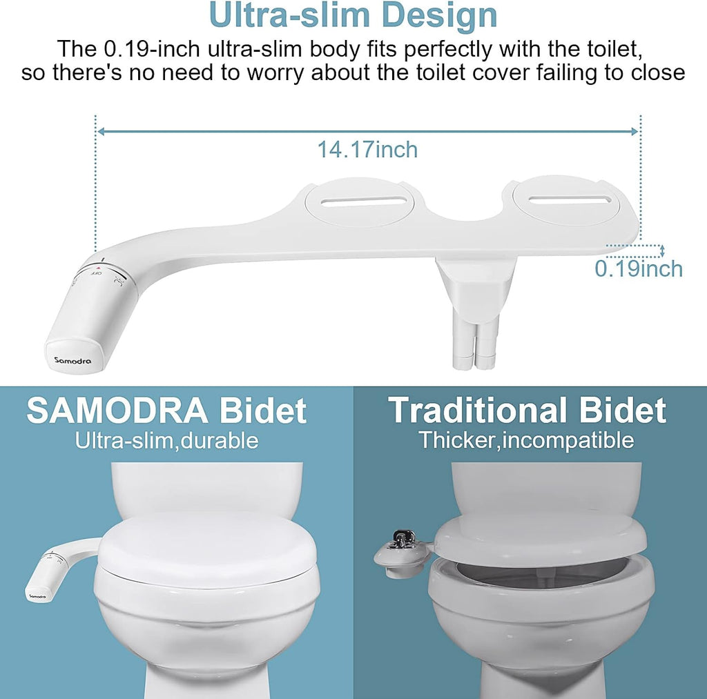 Non Electric Bidet Attachment for Toilet Seat Adjustable Water Pressure Nozzle Bidet Sprayer BBCBBZ