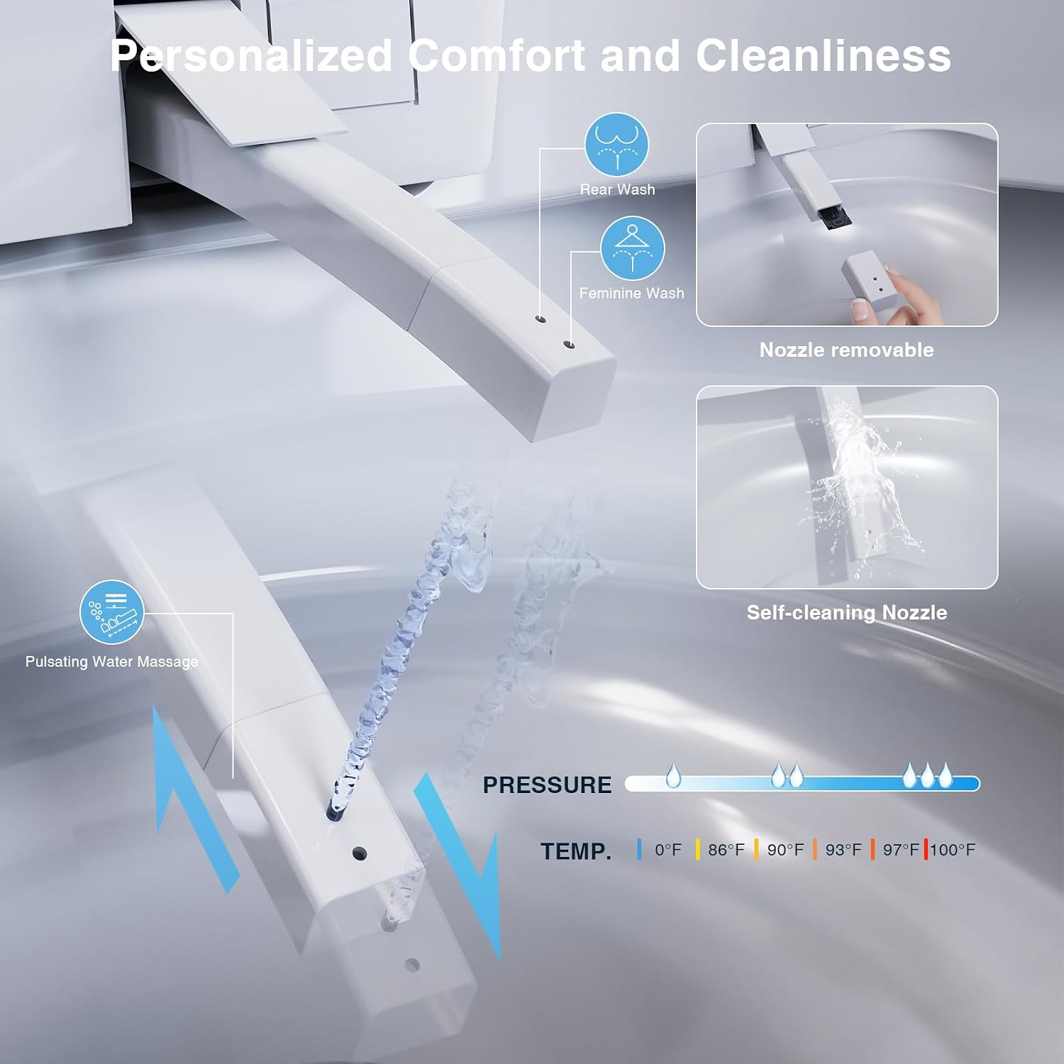 Smart Toilet with Bidet Built In,Heated Seat & Dual Auto Flush,1000 Gram MaP Flush Score,Foot Sensor, Tankless Modern Elongated Electric Toilet with Warm Water Wash.