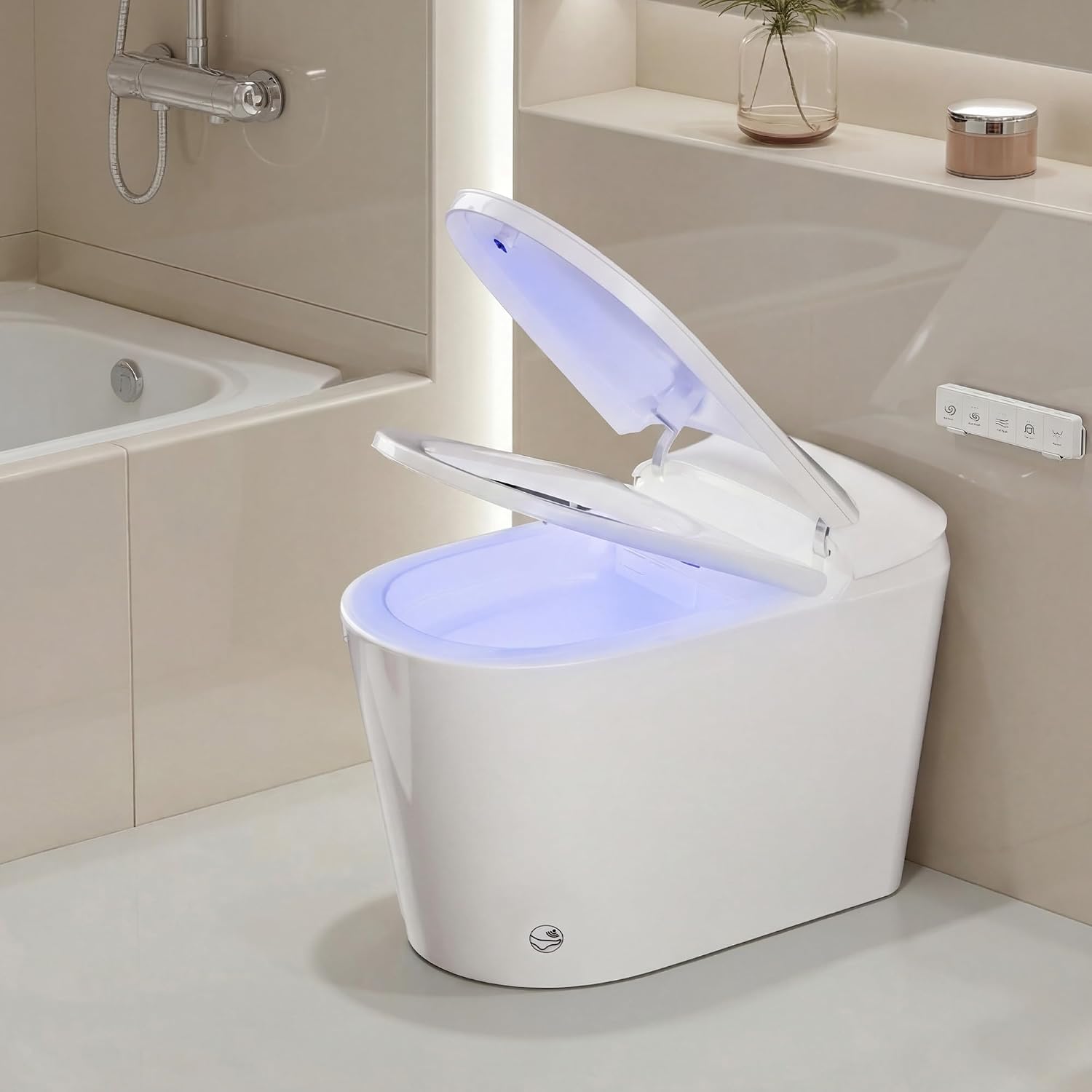 Luxury Smart Bidet Toilet with Tank, Foam Shield, Dual Auto Flush/Lid&Seat, Foot Sensor, UV-C light, Electric Modern One Piece Toilets for Bathroom with Siphon Dual Flush 0.8/1.2 GPF