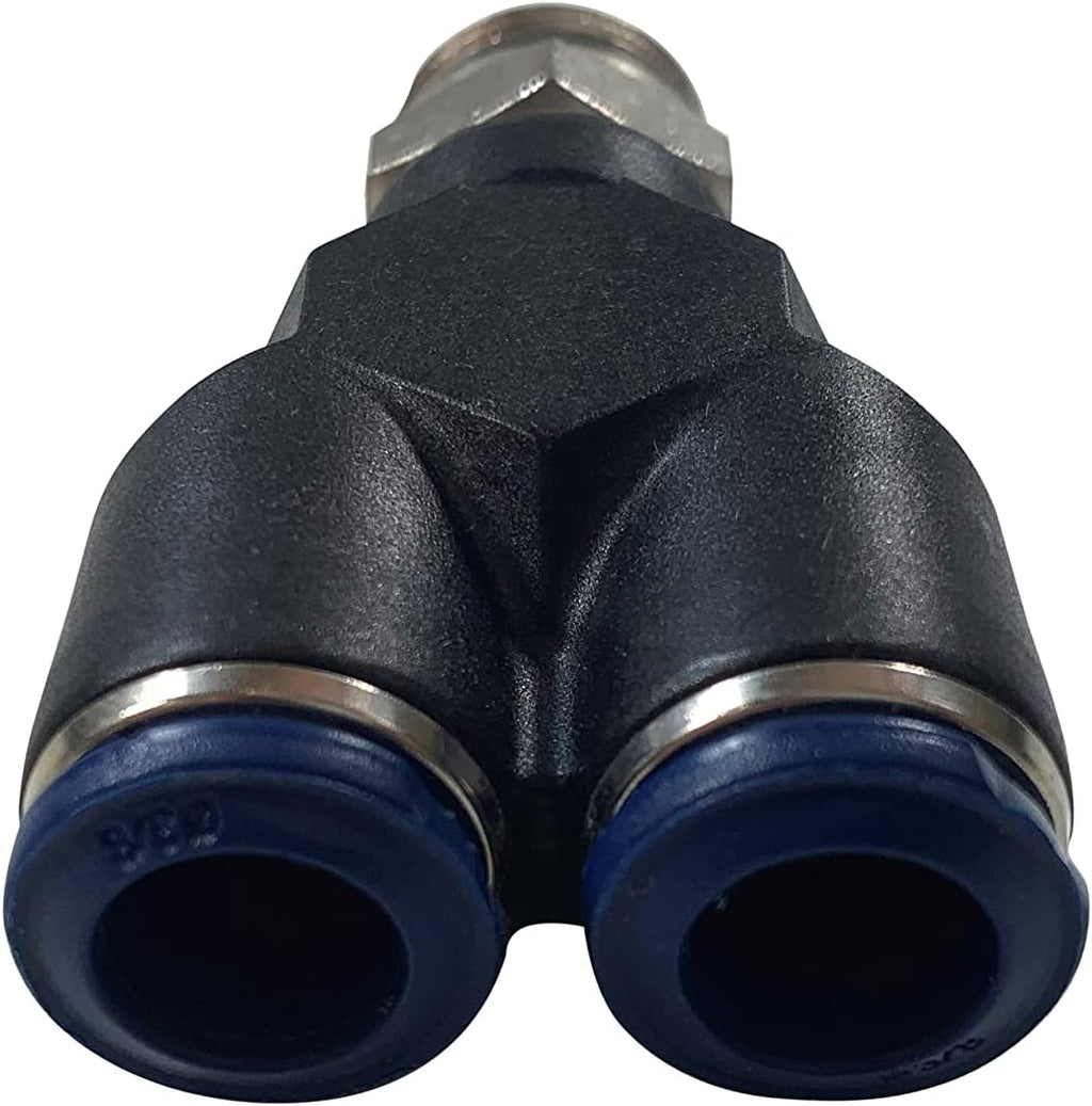 3/8' Tube O.D. x 3/8' MNPT Brass Composite Push-In Y Connector, Pneumatic Push To Connect Fitting (QTY 10)