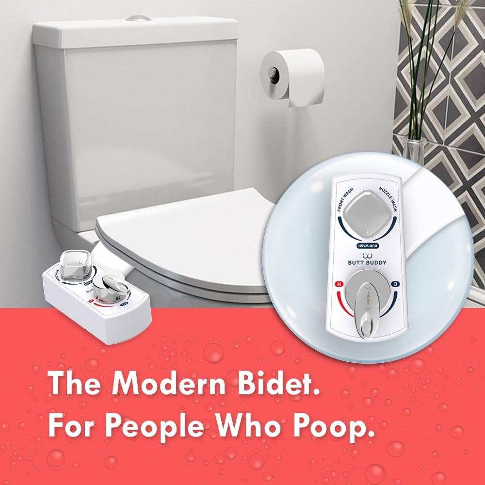 BUTT BUDDY Spa - Bidet Toilet Seat Attachment & Fresh Water Sprayer (Cool & Warm Temperature Control | Easy Setup, Universal Fit, Non-Electric | Dual-Nozzle Cleaning, Adjustable Pressure, Female Wash)